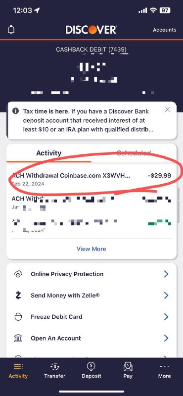刚刚看账单，发现我前阵子不小心点了coinbase one 的试用，试用到期被收了29.99刀