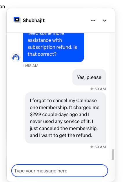 刚刚看账单，发现我前阵子不小心点了coinbase one 的试用，试用到期被收了29.99刀